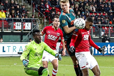 ALKMAAR , 15-12-2019 , AFAS Stadion , Dutch football , Eredivisie , season 2019 / 2020. Ajax goalkeeper Andre Onana at the 1-0 during the match AZ vs Ajax