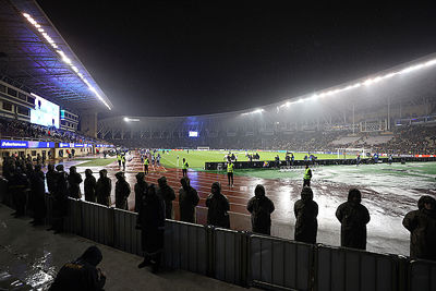 Ongeveer zevenhonderd stewards staan met hun rug naar het veld. © De Brouwer