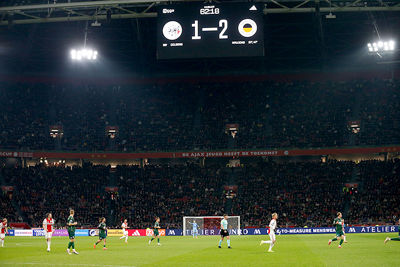 Dit beeld is net zo pijnlijk. Excelsior wint voor het eerst in Mokum. © De Brouwer