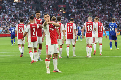 Oscarwaardig! Gloukh voltooit zijn hattrick. © SV Ajax